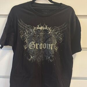 DAVIDS BRIDAL GROOM Black large t-shirt